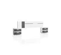 Cabecero para cama de 135-200 cm y 2 mesitas con cajones en blanco y grafito ataneq air blanco - grafito x x cm 260 cm
