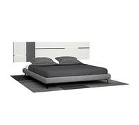 duehome | Cabezal con Led para Cama de Matrimonio, Cabecero Doble, Modelo Ataneq Leds, Acabado en Color Blanco y Grafito, Medidas: 260 cm (Ancho) x 60 cm (Alto) x 3 cm (Fondo)