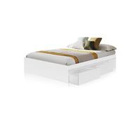 duehome | Cama Doble, Cama con Almacenaje, Modelo Four, Acabado en Blanco Artik, Medidas: 156 cm (Ancho) x 196 cm (Largo) x 37 cm (Alto)