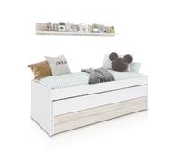 duehome - Cama doble juvenil con estante Nuit Artik white - velho white
