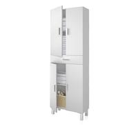 duehome | Columna de baño, Mueble de Lavabo, 4 Puertas y 1 cajón, Modelo Dolce, Acabado en Blanco Brillo, Medidas: 60 cm (Ancho) x 182 cm (Alto) X 29 cm (Fondo)