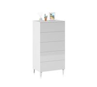 duehome | Comoda 5 Cajones, Sinfonier Dormitorio, Modelo Plex, Acabado en Color Blanco Brillo, Medidas: 61 cm (Ancho) x 117 cm (Alto) x 40 cm (Fondo)