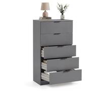duehome | Cómoda Akari de 5 Cajones, Cajonera Alta para Dormitorio, Sinfonier con Amplio Almacenaje, Acabado en Gris Grafito, Medidas: 60 cm (Ancho) x 40 cm (Fondo) x 110 cm (Alto)