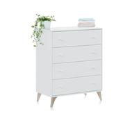 duehome | Cómoda de 4 Cajones para Dormitorio, Cajonera Dormitorio, Modelo Iconic, Acabado en Blanco Artik, Medidas: 77,5 cm (Largo) x 95 cm (Alto) x 40 cm (Fondo)