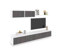 duehome | Conjunto Reversible de Salon, Mueble de TV, Modulos de Comedor, Modelo Arlet, Acabado en Blanco Artik y Oxido, Medidas: 200 cm (Largo) x 41 cm (Fondo) 43 cm (Alto)