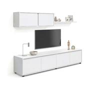 duehome | Conjunto Reversible de Salon, Mueble de TV, Modulos de Comedor, Modelo Arlet, Acabado en Blanco Artik, Medidas: 200 cm (Largo) x 41 cm (Fondo) 43 cm (Alto)