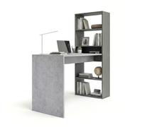 duehome Escritorio Juvenil Cosmic, Reversible, con Estantería de 5 Huecos | Mesa de Ordenador, Gris Antracita y Cemento, para Estudio y Despacho, Melamina de Alta Resistencia, 120 x 53 x 144 cm
