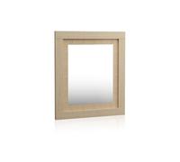 duehome | Espejo Cuadrado, Espejo de Pared, Modelo Kira, Acabado en Color Tofe y Textil, Medidas: 75 cm (Ancho) x 90 cm (Alto) x 3,5 cm (Fondo)