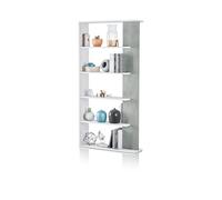 duehome | Estantería 5 baldas, Librería Comedor, Salon, Modelo Opal, Acabado en Color Blanco Artik y Gris Cemento, Medidas: 180 cm (Alto) x 90 cm (Ancho) x 25 cm (Fondo)