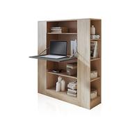 duehome | Estantería con Escritorio, Estanteria Multifuncion, Mesa de Ordenador, Modelo Play, Acabado en Tofe y Grafito, Medidas: 119,6 cm (Largo) x 139,6 cm (Alto) x 34,5 cm (Fondo)