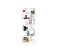 duehome | Estantería Salon, Libreria, Separador Ambientes, Modelo Zoe High, Color Blanco Brillo, Medidas: 80 cm (Ancho) x 192 cm (Alto) x 24 cm (Fondo)