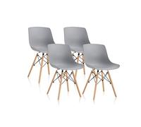 duehome | Fredo, Pack 4 Sillones Interior de Comedor, Sillas Salon, Acabado en Gris, Medidas: 46 cm (Ancho) x 52 cm (Largo) x 79 cm (Alto)