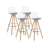 duehome | Leif, Pack 4 Taburetes Altos, Asiento Auxiliar, Taburete Contract, Acabado en Blanco y Gris, Medidas: 41 cm (Ancho) x 41 cm (Largo) x 96 cm (Alto)