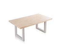 duehome | Loft, Mesa Fija de Comedor, Mesa para Salon, Acabado en Roble y Blanco, Medidas: 180 cm (Largo) x 100 cm (Ancho) x 76 cm (Alto)