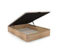 duehome | Luxury, Canapé Abatible con Almacenaje, Base Tapizada, Acabado en Roble, Medidas: 135 cm (Ancho) x 190 cm (Largo) x 31 cm (Alto)