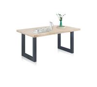 duehome | MASI, Mesa de Exterior, Mesa de Jardín, Acabado en Roble y Antracita, Medidas: 160 cm (Largo) x 90 cm (Ancho) x 76 cm (Alto)