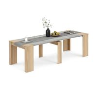 duehome - Mesa consola extensible 50-235x90 cm Denis Canadian oak - cement gray
