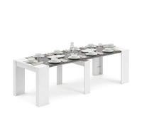 duehome Mesa Consola Extensible Denis, 5 Posiciones, Multifunción | Mueble Convertible, Blanco Artik y Gris Grafito, para Salón, Cocina, Comedor, Recibidor y Escritorio, 50-235 x 90 x 78 cm