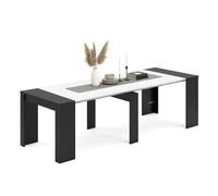 duehome Mesa Consola Extensible Denis, 5 Posiciones, Multifunción | Mueble Convertible, Negro Mate y Blanco Artik, para Salón, Cocina, Comedor, Recibidor y Escritorio, 50-235 x 90 x 78 cm