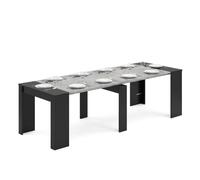 duehome Mesa Consola Extensible Denis, 5 Posiciones, Multifunción | Mueble Convertible, Negro Mate y Cemento, para Salón, Cocina, Comedor, Recibidor y Escritorio, 50-235 x 90 x 78 cm