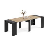 Duehome - Mesa consola extensible Denis de melamina de alta calidad para entrada o comedor, 50-235 cm x 90 cm Matte black - alpine oak