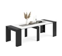 Duehome - Mesa consola extensible Denis de melamina de alta calidad para entrada o comedor, 50-235 cm x 90 cm Matte black - artik white