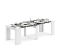 Duehome - Mesa consola extensible Denis de melamina de alta calidad para entrada o comedor, 50-235 cm x 90 cm Artik white - graphite gray
