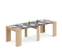 Duehome - Mesa consola extensible Denis de melamina de alta calidad para entrada o comedor, 50-235 cm x 90 cm Canadian oak - graphite gray