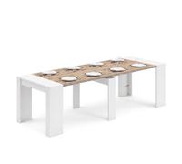 Duehome - Mesa consola extensible Denis de melamina de alta calidad para entrada o comedor, 50-235 cm x 90 cm Artik white - alpine oak