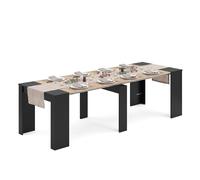 Duehome - Mesa consola extensible Denis de melamina de alta calidad para entrada o comedor, 50-235 cm x 90 cm Matte black - canadian oak