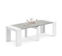Duehome - Mesa consola extensible Denis de melamina de alta calidad para entrada o comedor, 50-235 cm x 90 cm Artik white - cement gray