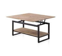 duehome - Mesa de centro elevable extensible Rens Honey oak - black