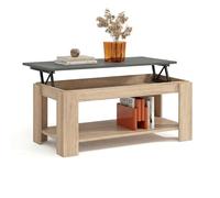 duehome | Mesa de Centro Elevable, Mesa Auxiliar, Modelo LYA, Acabado en Color Roble Canadian y Gris Grafito, Medidas: 102 cm (Largo) x 50 cm (Ancho) x 43-54 cm (Alto)