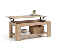 duehome | Mesa de Centro Elevable, Mesa Auxiliar, Modelo LYA, Acabado en Roble Canadian, Medidas: 102 cm (Largo) x 50 cm (Ancho) x 43-54 cm (Alto)