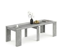 duehome | Mesa de Comedor, Consola, Mesa Extensible, Mesa para Salon, Recibidor o Cocina, Acabado en Cemento, Modelo Denis, Medidas: 50-235 cm (Largo) x 90 cm (Ancho) x 78 cm (Alto)