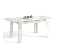 duehome | Mesa de Comedor Extensible, Mesa Rectangular, Modelo Sira, Acabado en Blanco Brillo, Medidas: 140-190 cm (Largo) x 90 cm (Ancho) x 78 cm (Alto)