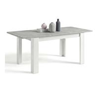 duehome Mesa de Comedor Extensible Sira 140, Rectangular, para 8 Comensales | Mesa de Salón, Blanco Artik y Cemento, Apertura Interior, Tablero Melaminizado, Guías Metálicas, 140-190 x 90 x 78 cm