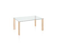 Mesa de comedor fija con sobre de cristal y cambria 150x90 cm valya cristal - cambria 150 x 75 x cm