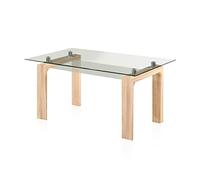 duehome | Mesa de Comedor Fija, Mesa Salon o Cocina, Modelo Lou, Acabado en Cambrian y Cristal Templado, Medidas: 150 cm (Largo) x 90 cm (Ancho) x 75 cm (Alto)