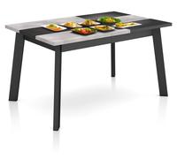 Due-Home Mesa de comedor Naira Fija y robusta 141 x 74 x 90 cm Negro cemento