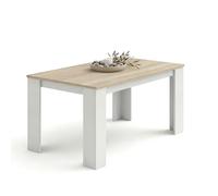 duehome | Mesa de Comedor, Mesa Fija, Modelo Naya, Acabado en Blanco Artik y Roble Canadian, Medidas: 140 cm (Largo) x 80 cm (Ancho) x 75 cm (Alto)