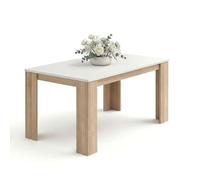 duehome | Mesa de Comedor, Mesa Fija, Modelo Naya, Acabado en Roble Canadian y Blanco Artik, Medidas: 140 cm (Largo) x 80 cm (Ancho) x 75 cm (Alto)