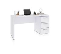 duehome | Mesa de Despacho 3 Cajones, Escritorio, Modelo Sasha, Acabado en Color Blanco Artik, Medidas: 138 (Ancho) x 60 cm (Fondo) x 74 (Alto)