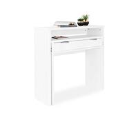 duehome | Mesa Escritorio Extensible, Consola Extensible, Mesa Estudio, Modelo Aput, Acabado en Blanco, Medidas: 90 cm (Largo) x 33-63,4 cm (Ancho) x 87,5 cm (Alto)
