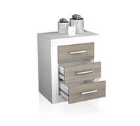 duehome | Mesita de Noche, Mesilla de Dormitorio, Modelo Kira, Acabado en Color Andersen Pino y Gris, Medidas: 50 cm (Largo) x 34,6 cm (Fondo) x 60 cm (Alto)