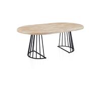duehome Meztil, Mesa de Comedor Redonda Extensible, Mesa 2 Tramos, Acabado en Roble y Negro, Medidas: 120-160-200 cm (Largo) x 120 cm (Ancho) x 76 cm (Alto)