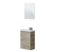 duehome - Mueble de baño Compact 40 con espejo y lavabo Alaska oak