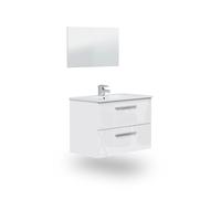 duehome - Mueble de baño con espejo Feel 2 cajones Glossy white