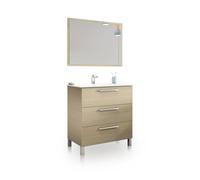 duehome - Mueble de baño de 3 cajones con espejo 80 cm Feel Oak