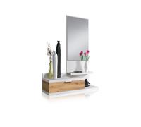 Mueble de recibidor fiord blanco artik (blanco mate) - roble nodi 81 x 116 x 29 cm 81 cm